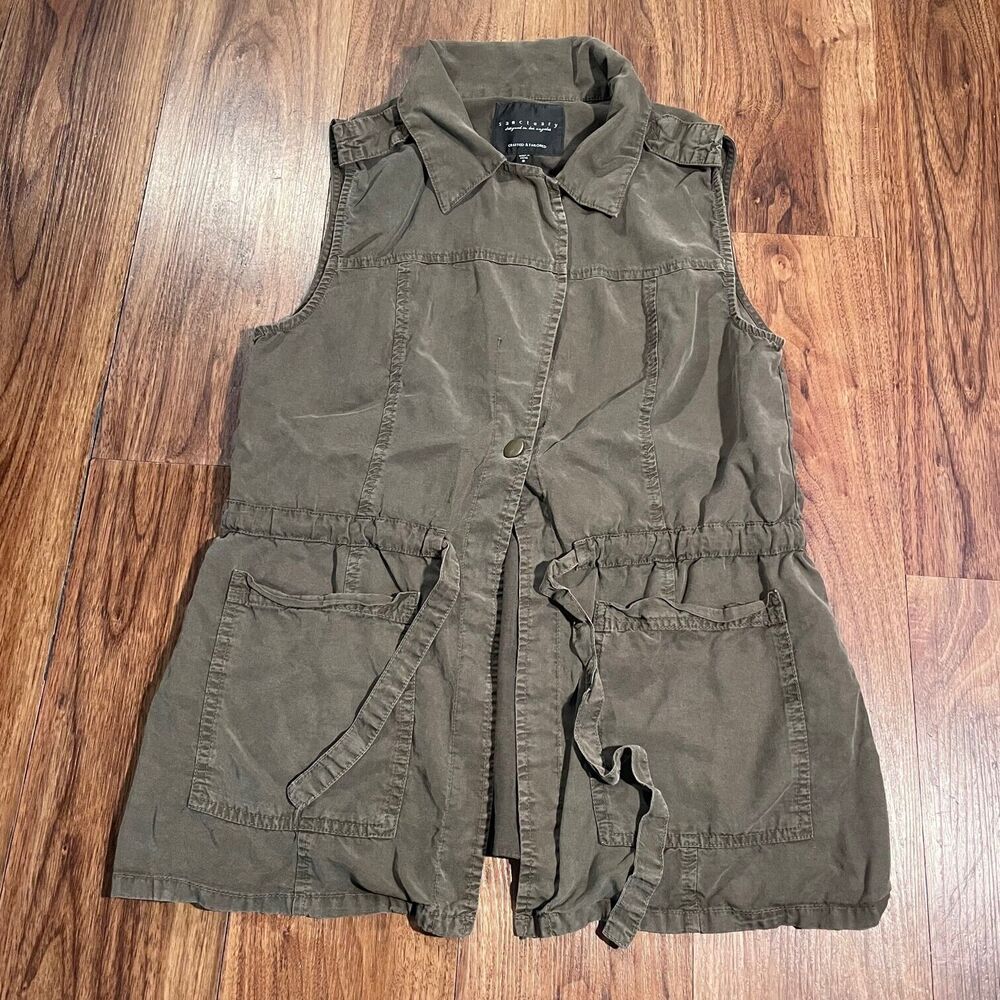 Sanctuary Crafted & Tailored Sleeveless Button Front Green Cardigan Womens Small